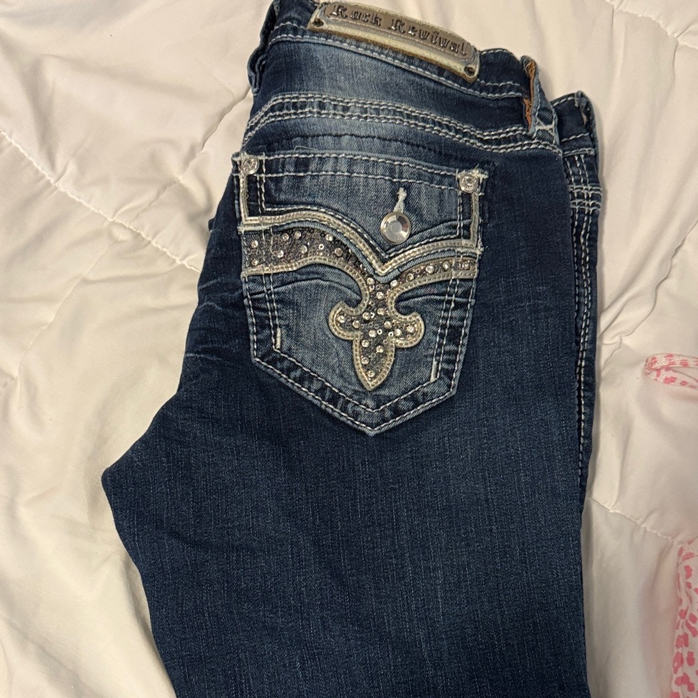 Rock Revival Indigo Boot Cut Jeans with Studded Pocket
